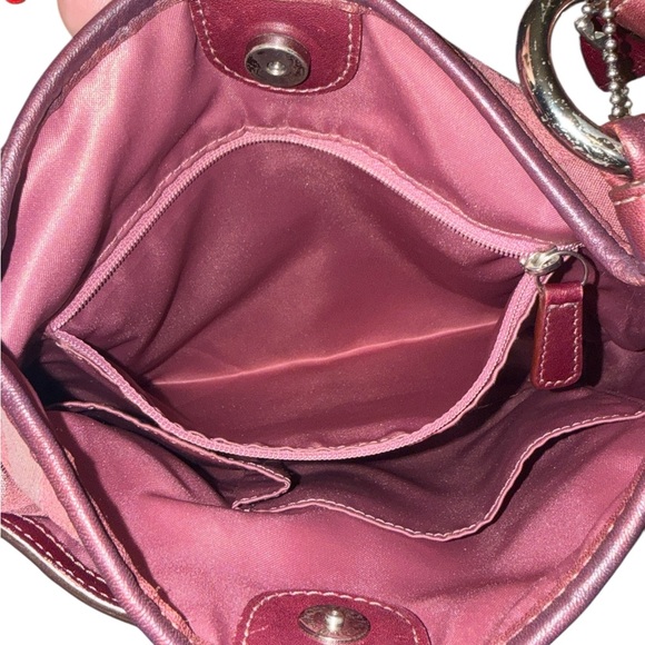 Coach Penelope Optic Art Signature Hippie Plum Crossbody w Metallic Leather Trim - Picture 8 of 10